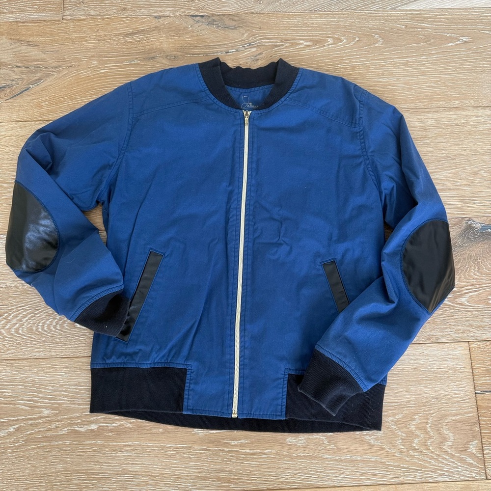 Jaanuu Women's Blue Bomber Scrub Jacket with Black Details